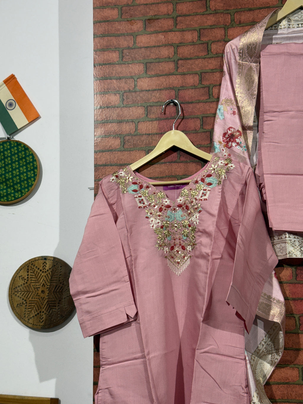 Pink Suit Set| With lining| Embroidered