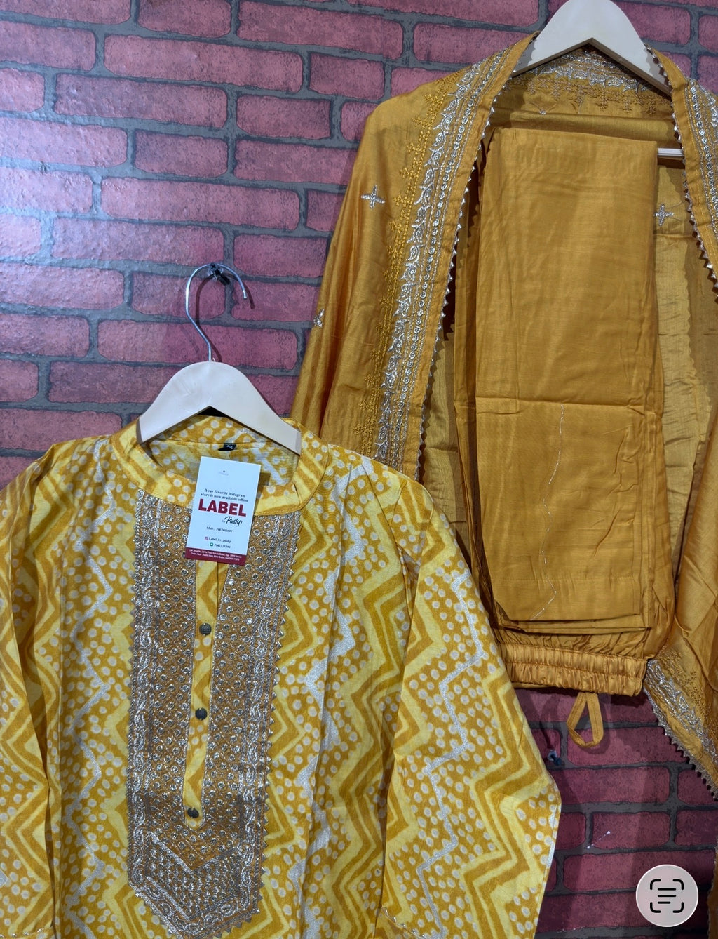 Yellow Embroidered Set | Cotton silk| With lining