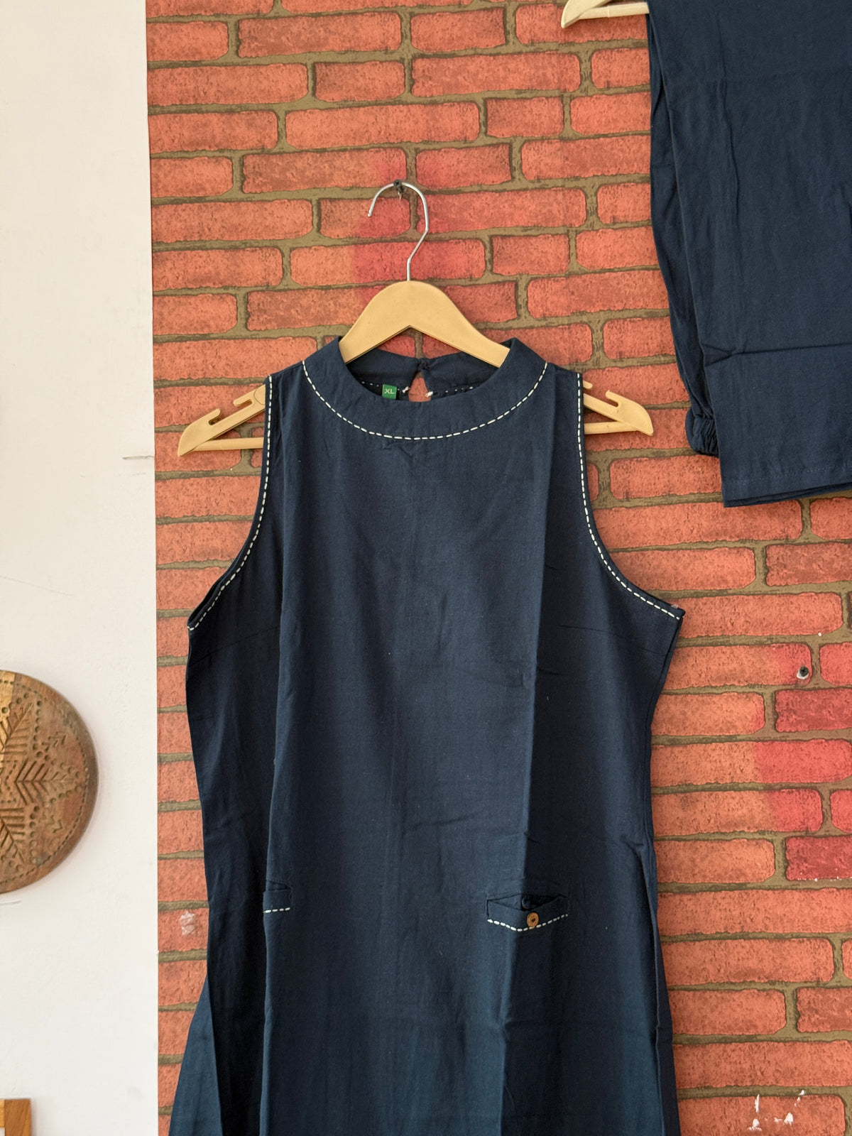 Blue Sleveless kurta set| Cotton