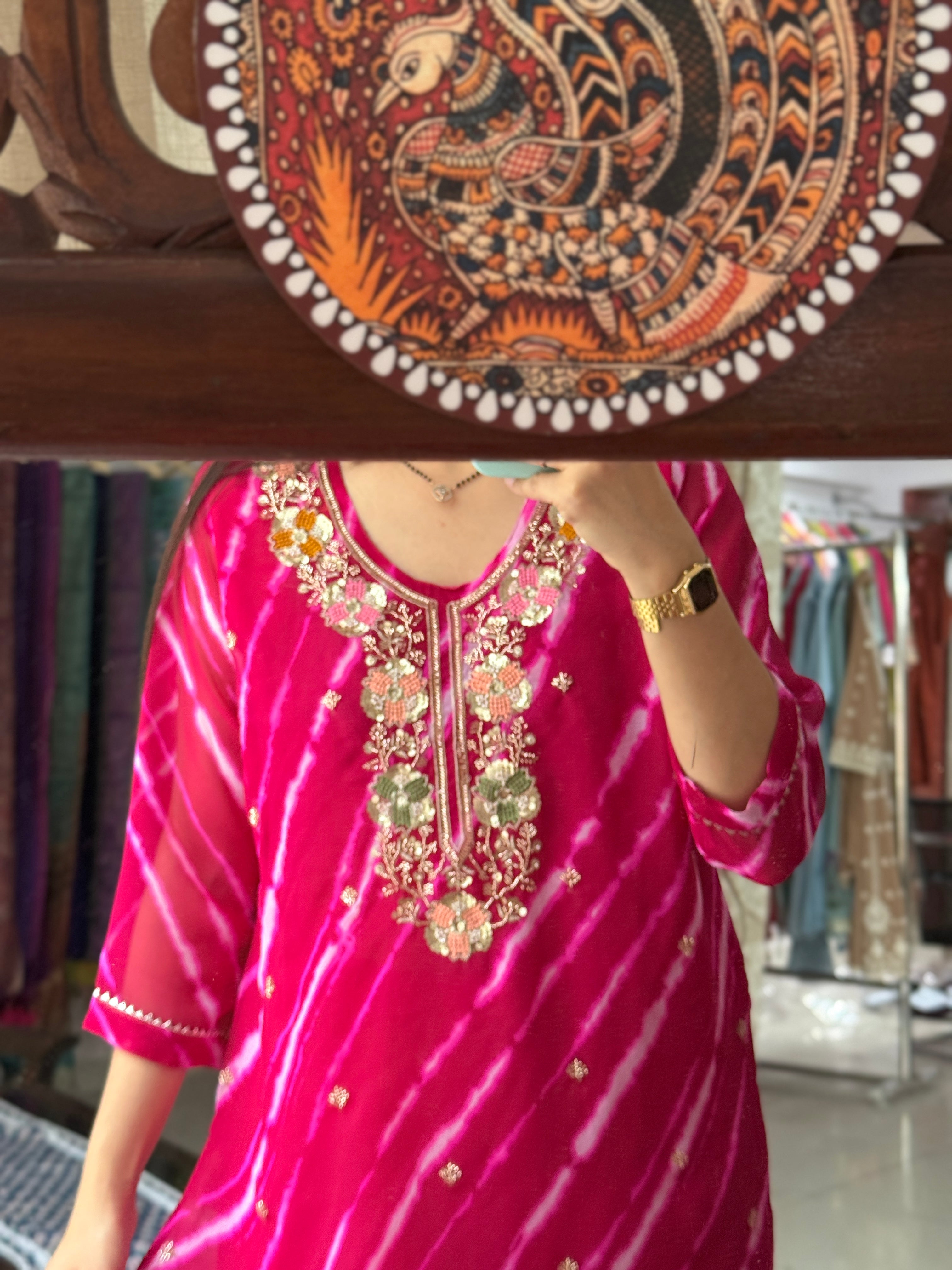 Festive Special Handwork Co Ord Set with cotton lining in top and bottom