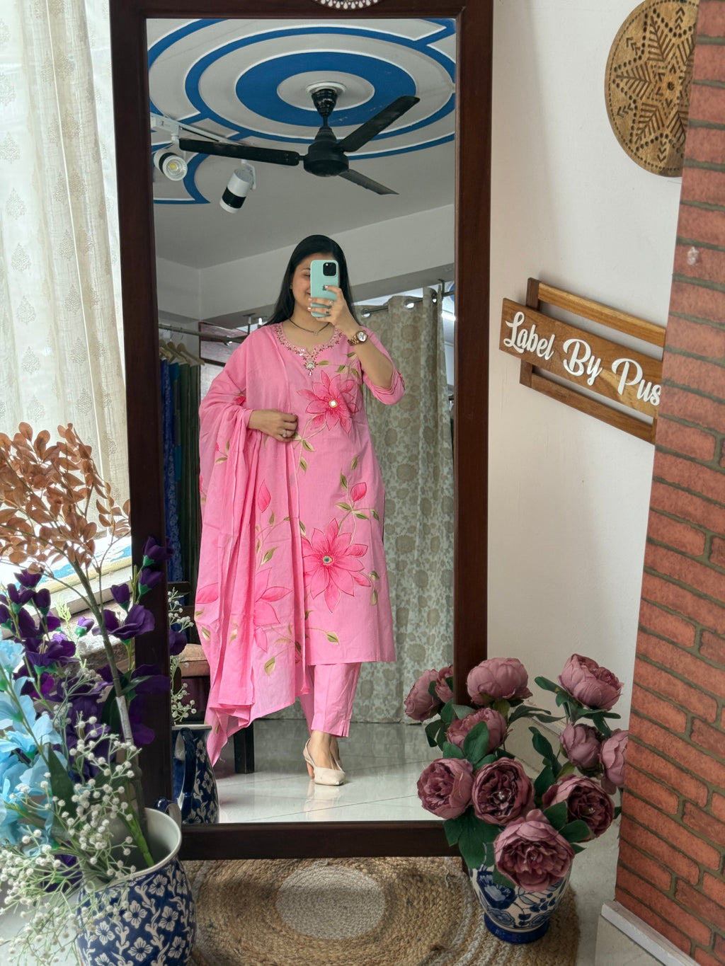 Hand painted | Cotton Suit| Mul cotton Handpainted Duppata| Festive Special