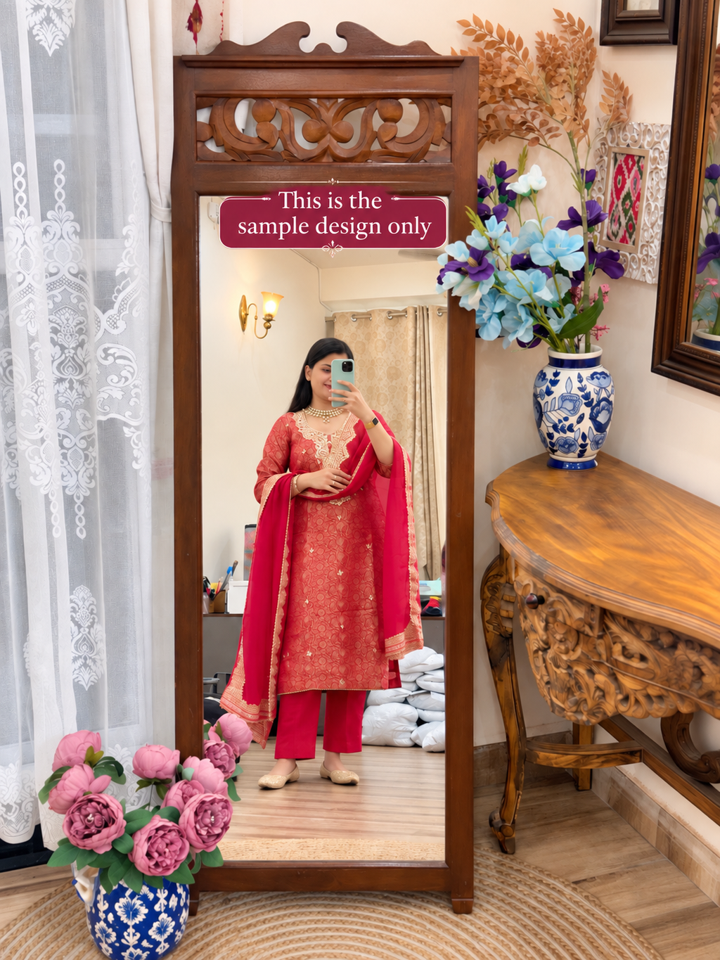 Wine Purple Pure Silk Woven suit set| Dabka Work | Hand embroidered | With cotton lining| Silk bottom with pocket and buttons| Tissue Duppata