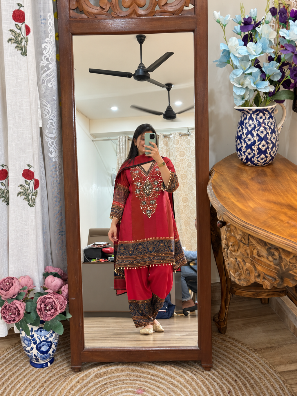 Muslin Partywear Suit |Hand Embroidered | Cotton lining| With beautiful Duppata | Designer back print |Farshi Salwar