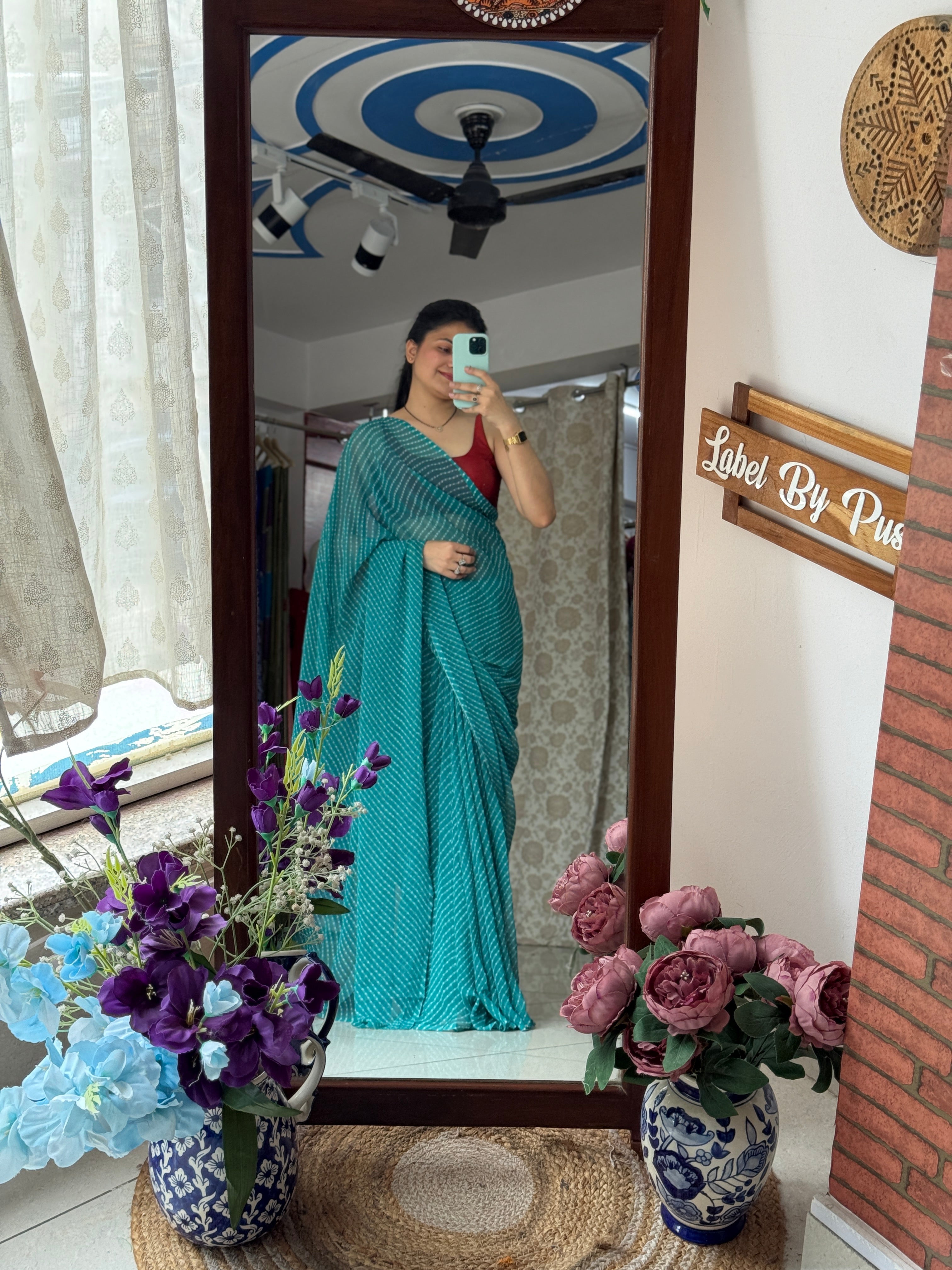Georgette Leheriya Saree|with running blouse| Budget Friendly