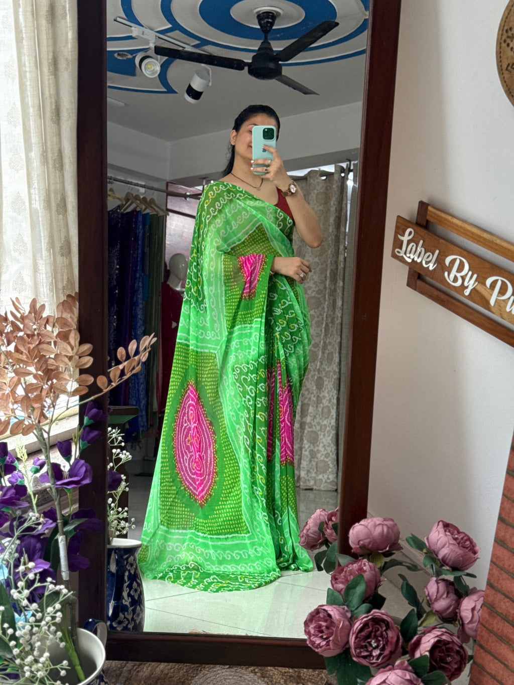 Dual tone bandhani thaal saree| with blouse piece| Timeless bandhani charm| Pure Georgette