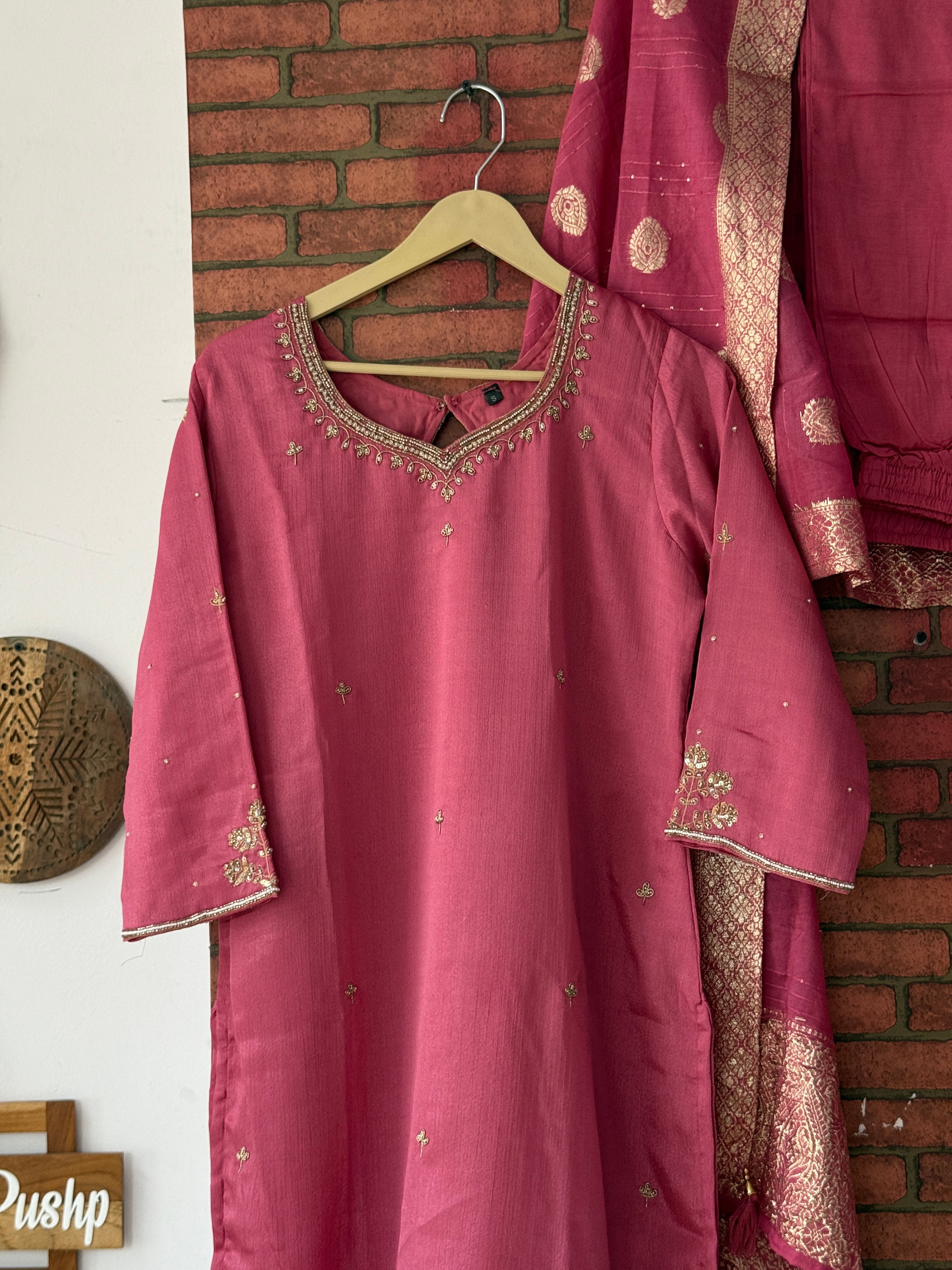 Hand Embroidered Suit |With lining| Embroidered| Silk
