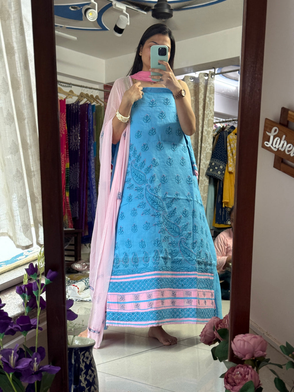 Unstitched chikanakri Suit Set| Cotton Set| Hand Embroidery
