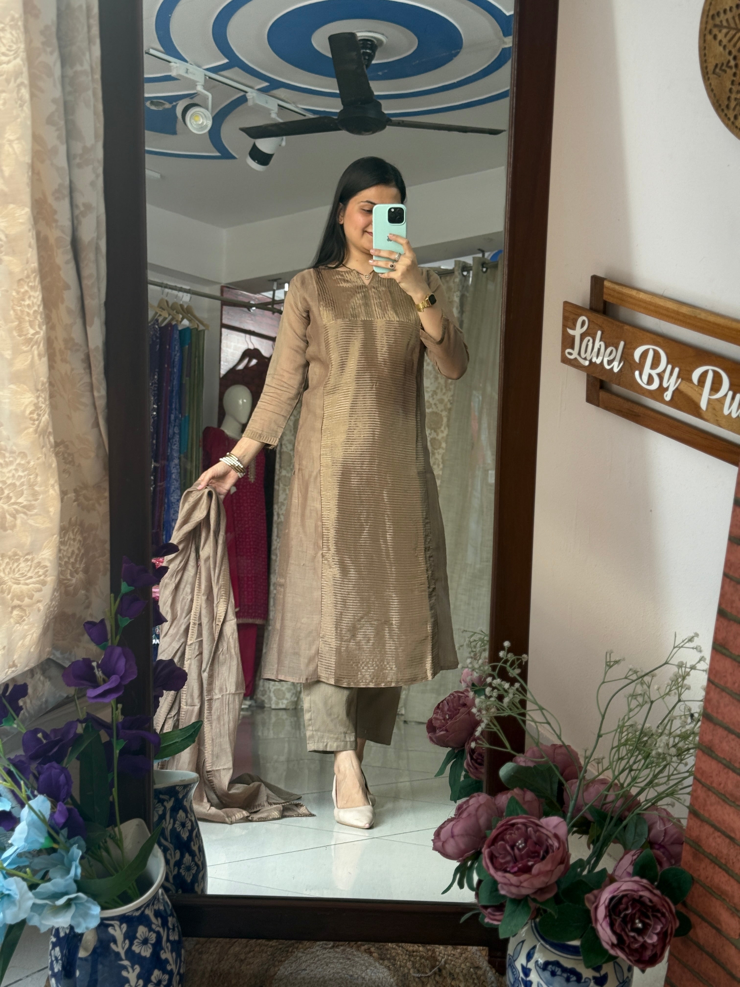Premium Mul Chanderi Suit | Handloom Zari Beauty | Cotton lining| With Duppata|Classy & Elegant Suit Set