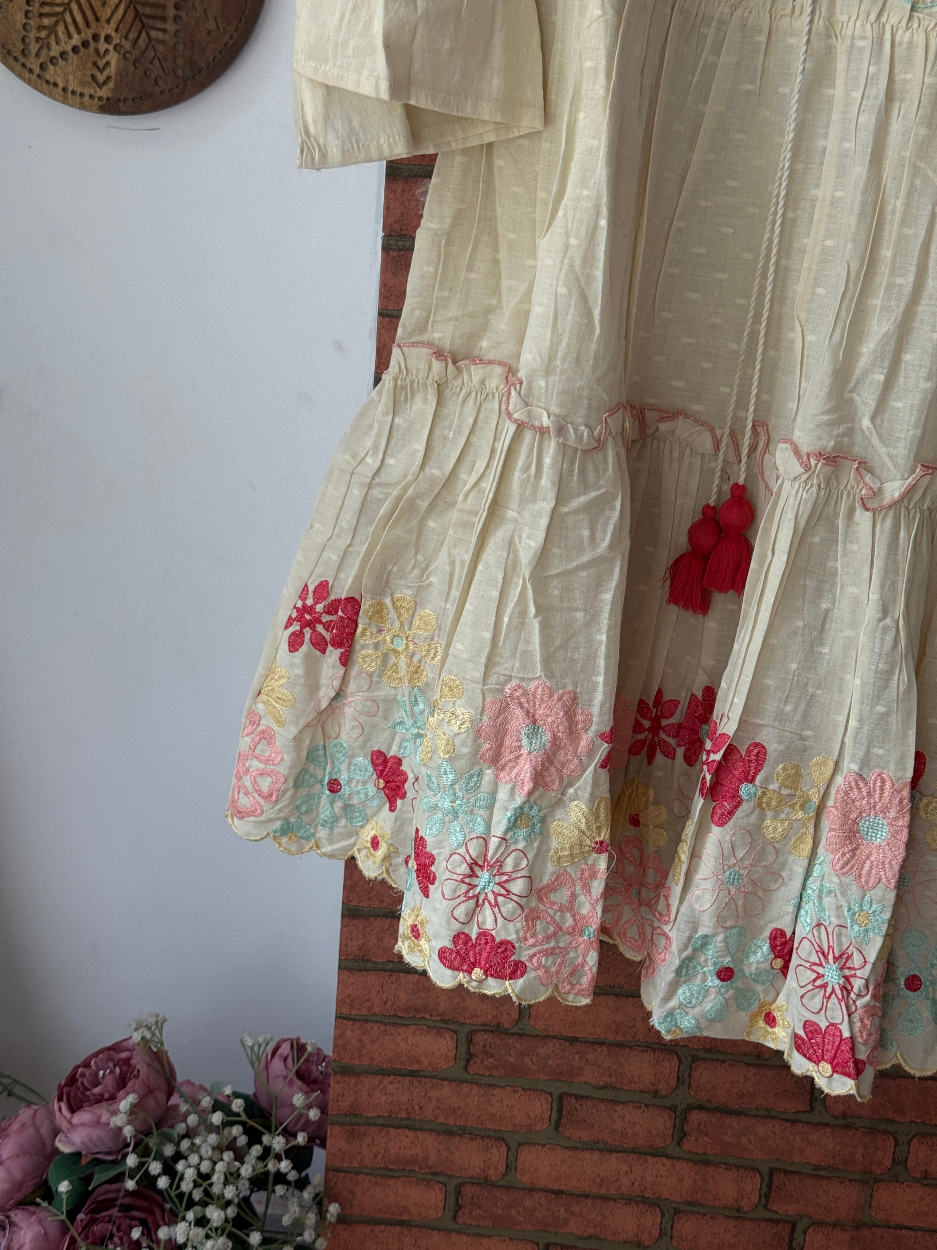 Cotton Dress|With lining| Embroidered