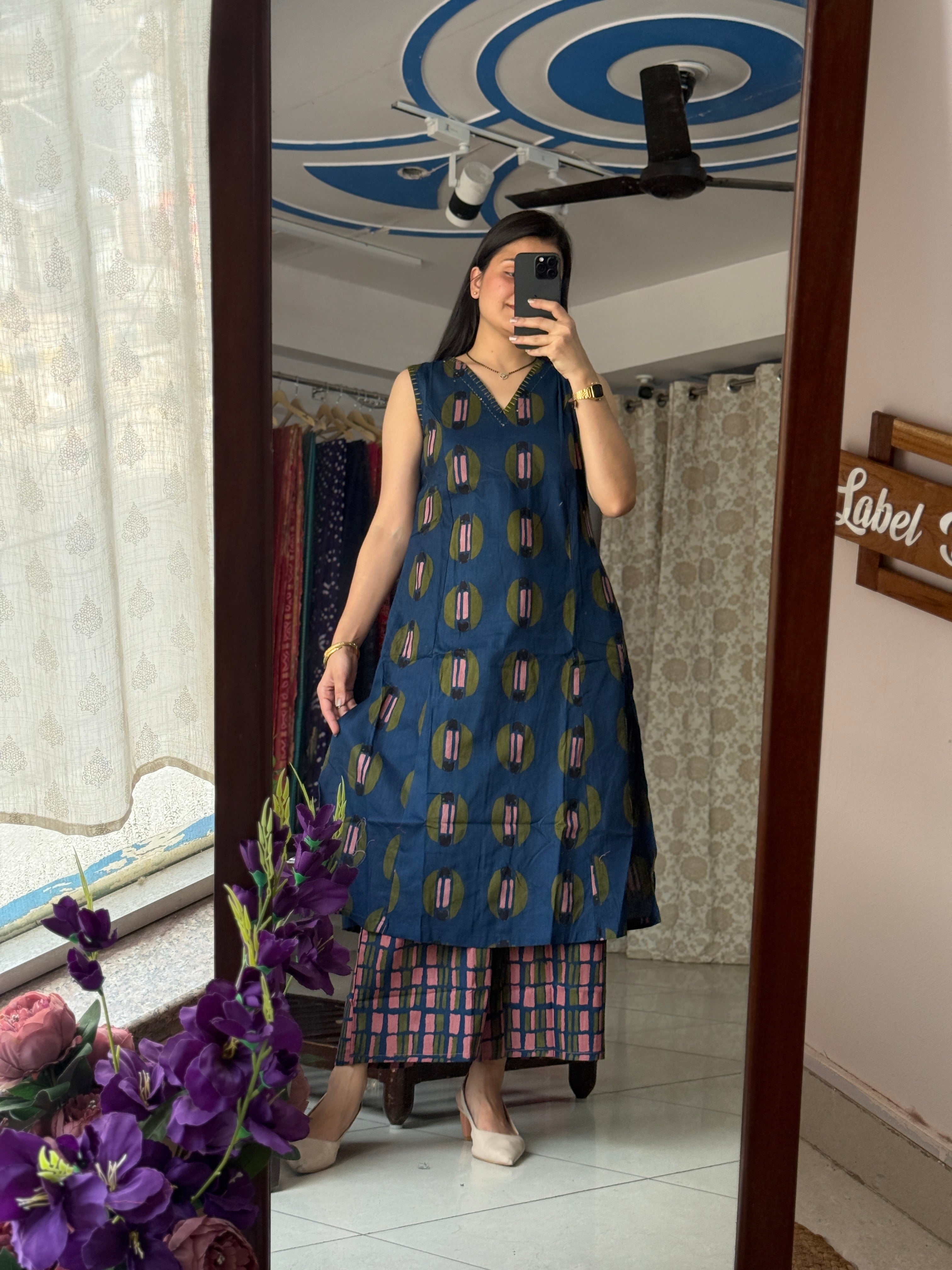 Blue Printed Co-Ord Set for Women | Stylish Ethnic Co-Ord Set