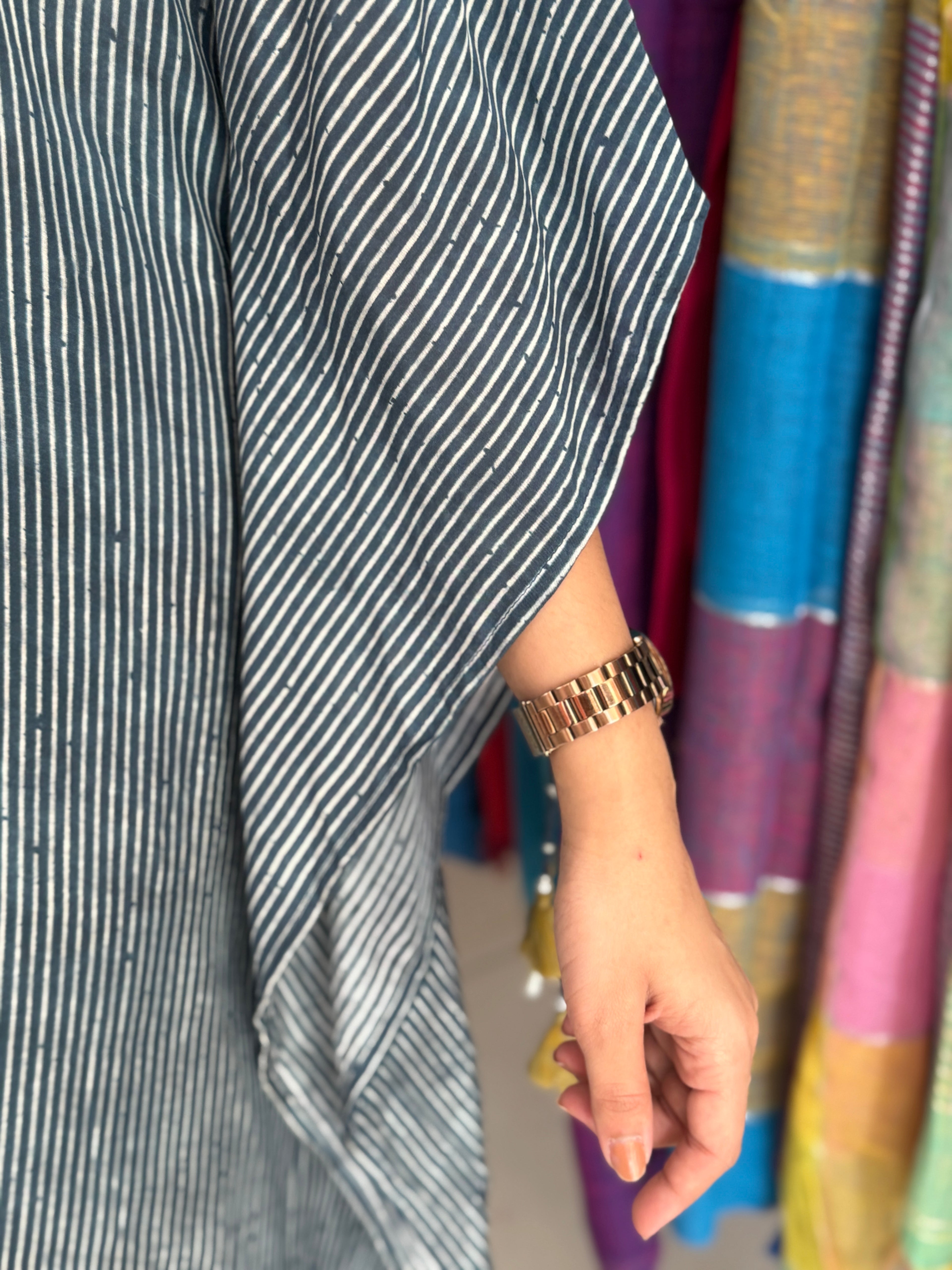 Blue Printed Kaftan Set for Women | Stylish Ethnic Kaftan Co-Ord