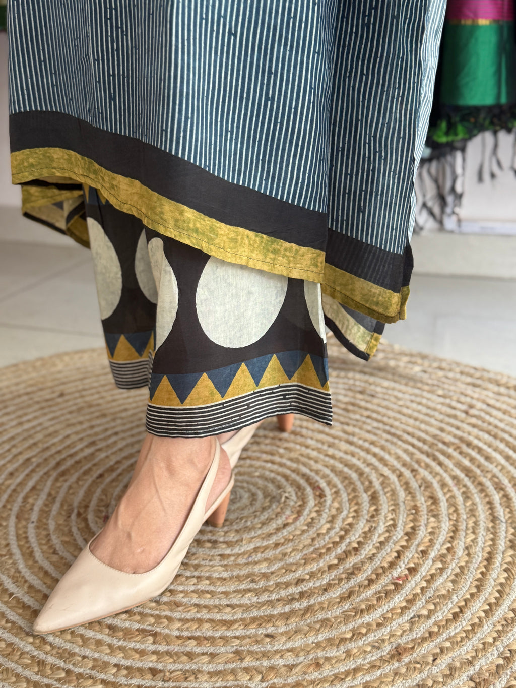 Blue Printed Kaftan Set for Women | Stylish Ethnic Kaftan Co-Ord