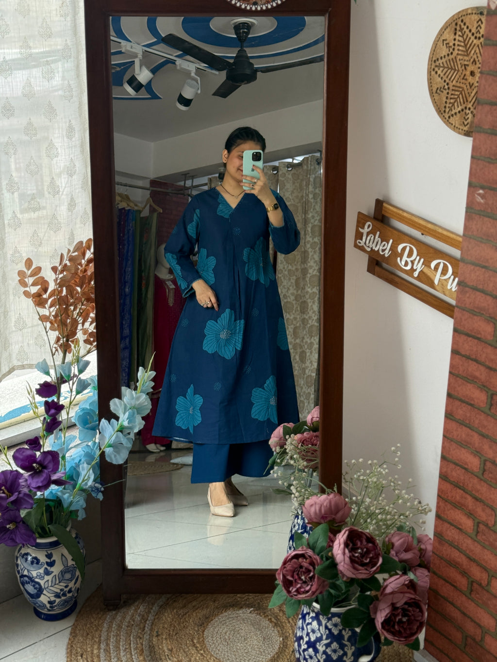 Blue Floral Co-Ord Set for Women | Printed Ethnic Co-Ord Set
