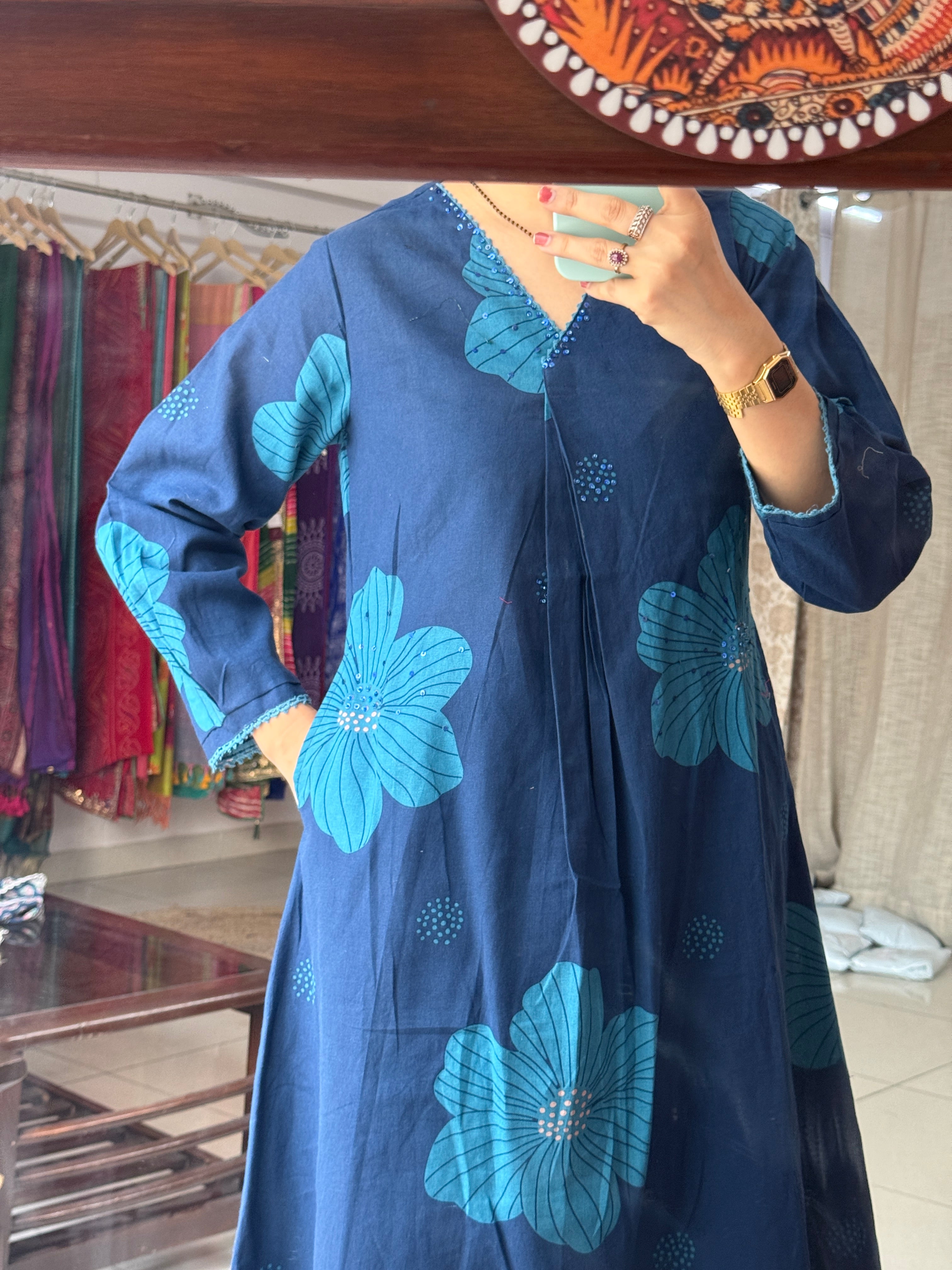 Blue Floral Co-Ord Set for Women | Printed Ethnic Co-Ord Set