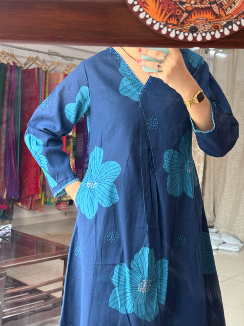 Blue Floral Co-Ord Set for Women | Printed Ethnic Co-Ord Set
