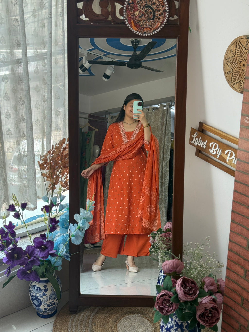 Orange Suit Set for Women | Embroidered Ethnic Suit with Dupatta