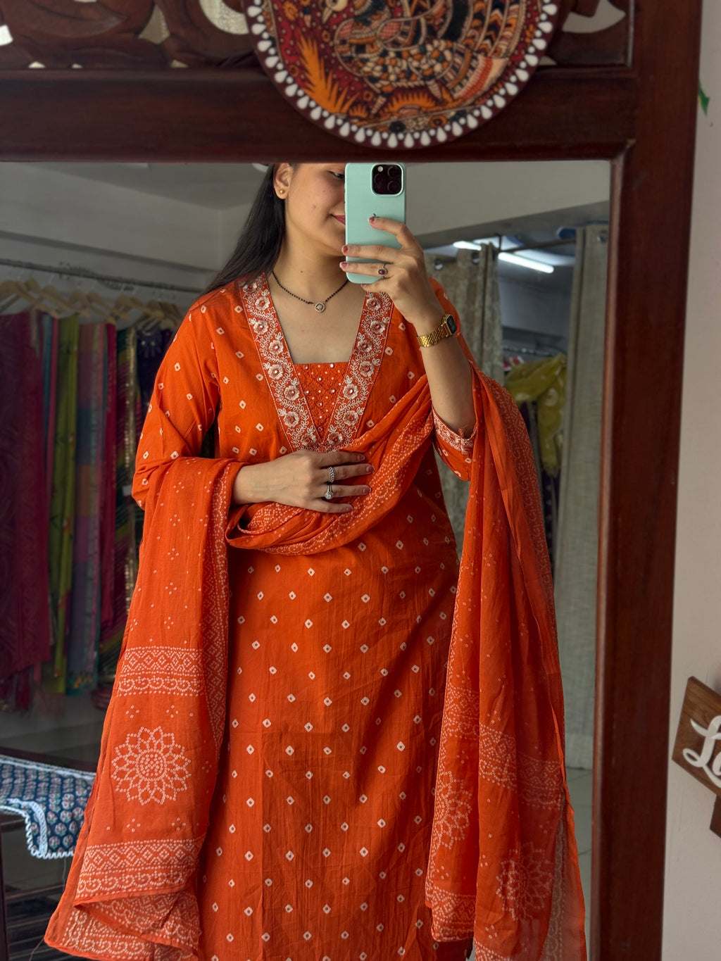 Orange Suit Set for Women | Embroidered Ethnic Suit with Dupatta
