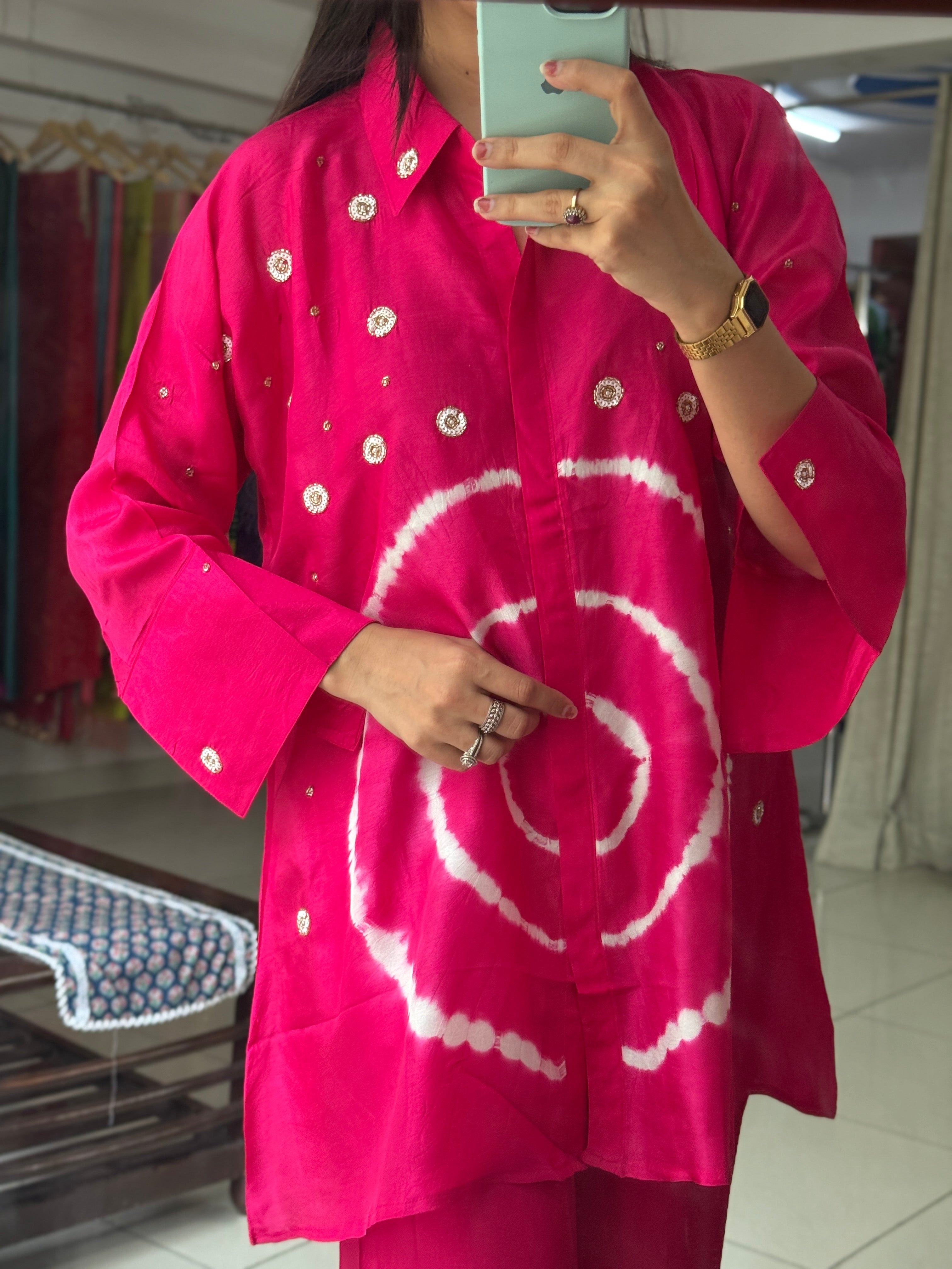 Pink Co-Ord Set for Women | Printed Ethnic Co-Ord Set