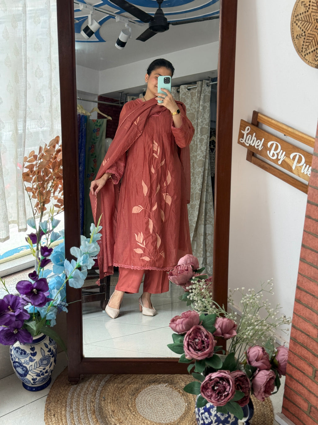 Mauve Embroidered Suit Set for Women | Floral Ethnic Suit with Dupatta