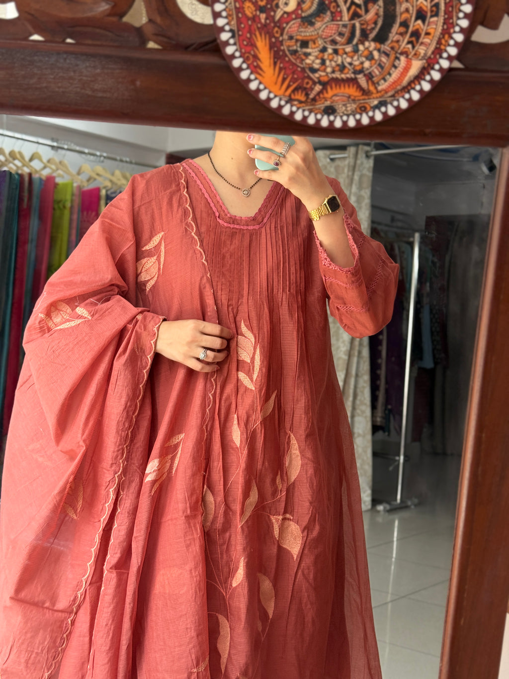 Mauve Embroidered Suit Set for Women | Floral Ethnic Suit with Dupatta