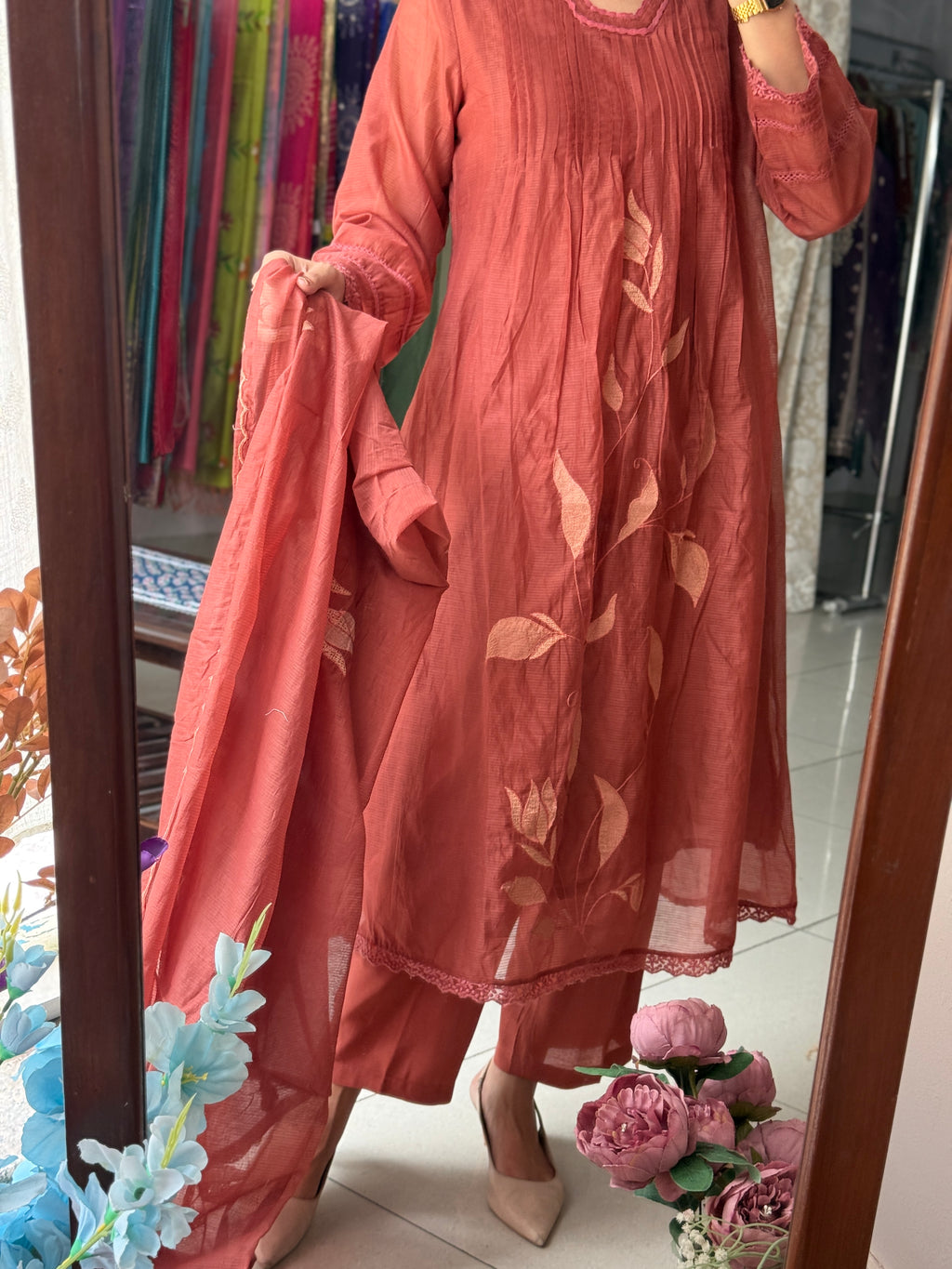 Mauve Embroidered Suit Set for Women with Matching Dupatta | Label By Pushp