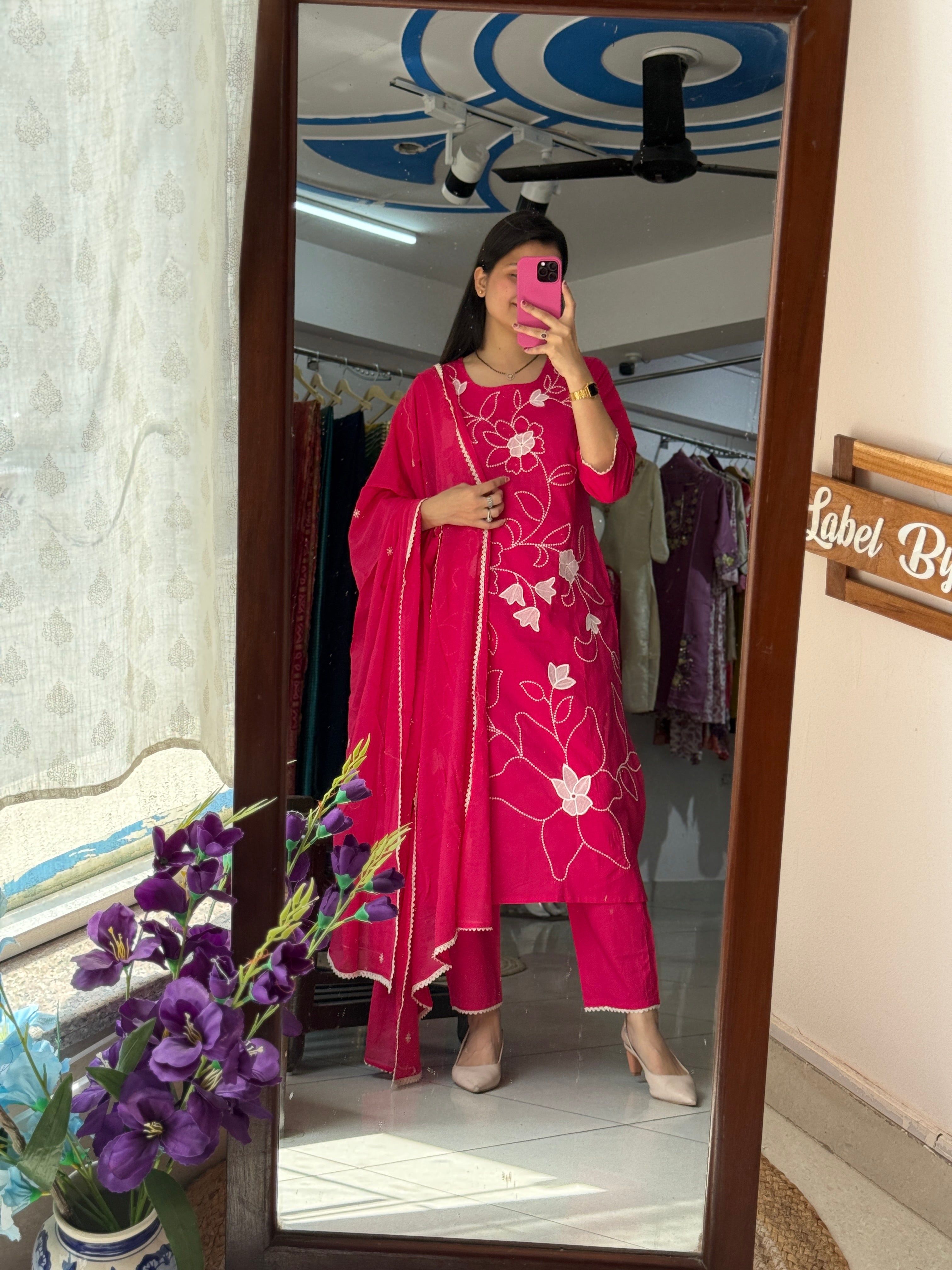 Red Maroon Embroidered Suit Set for Women | Festive Kurta Set with Dupatta