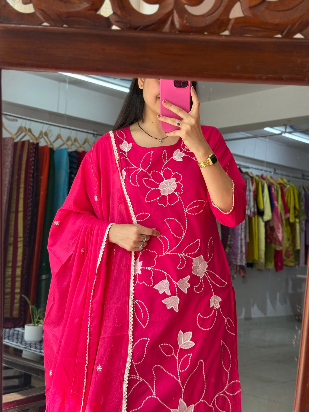 Red Maroon Embroidered Suit Set for Women | Festive Kurta Set with Dupatta