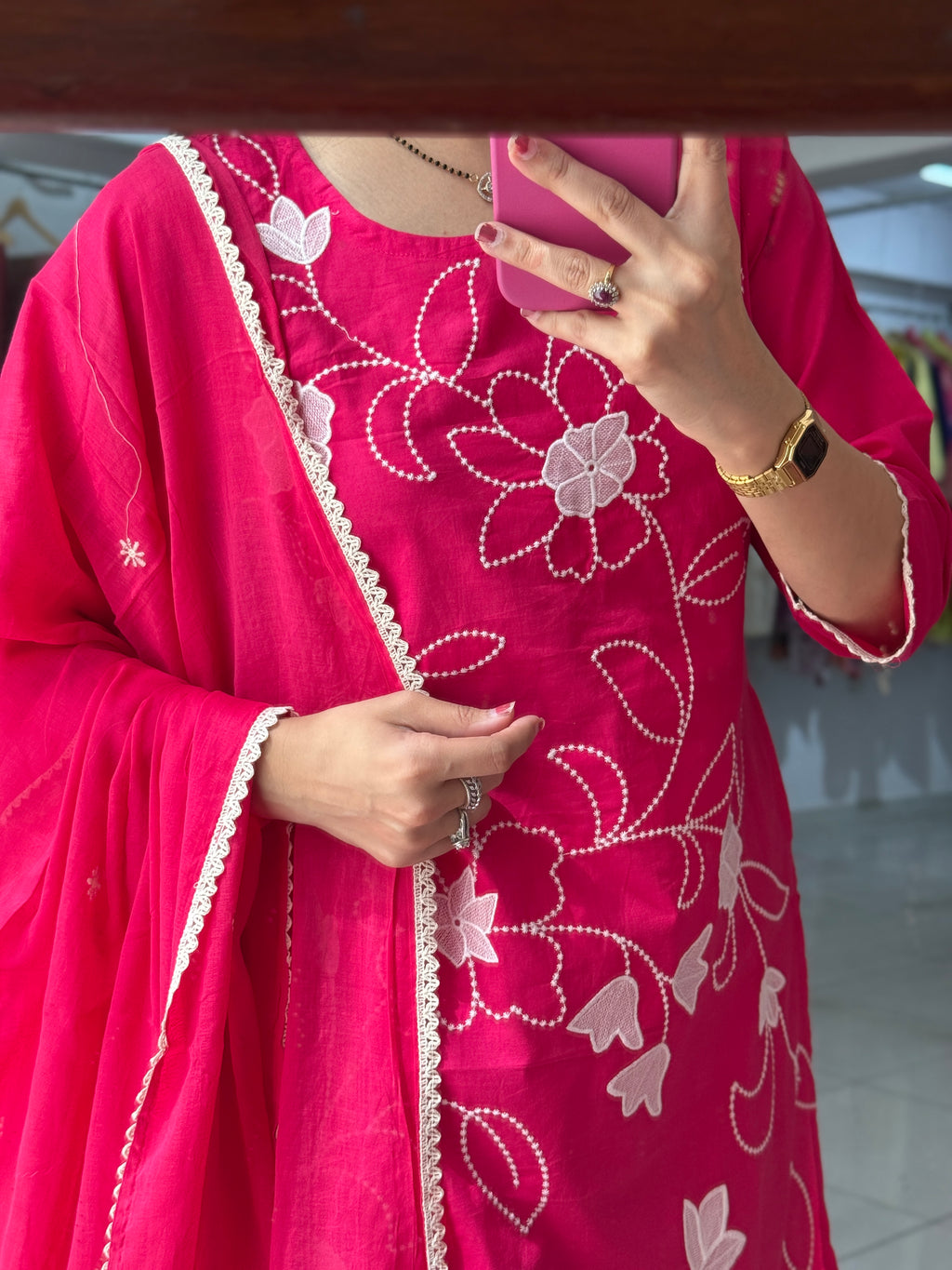 Red Maroon Embroidered Suit Set for Women | Festive Kurta Set with Dupatta