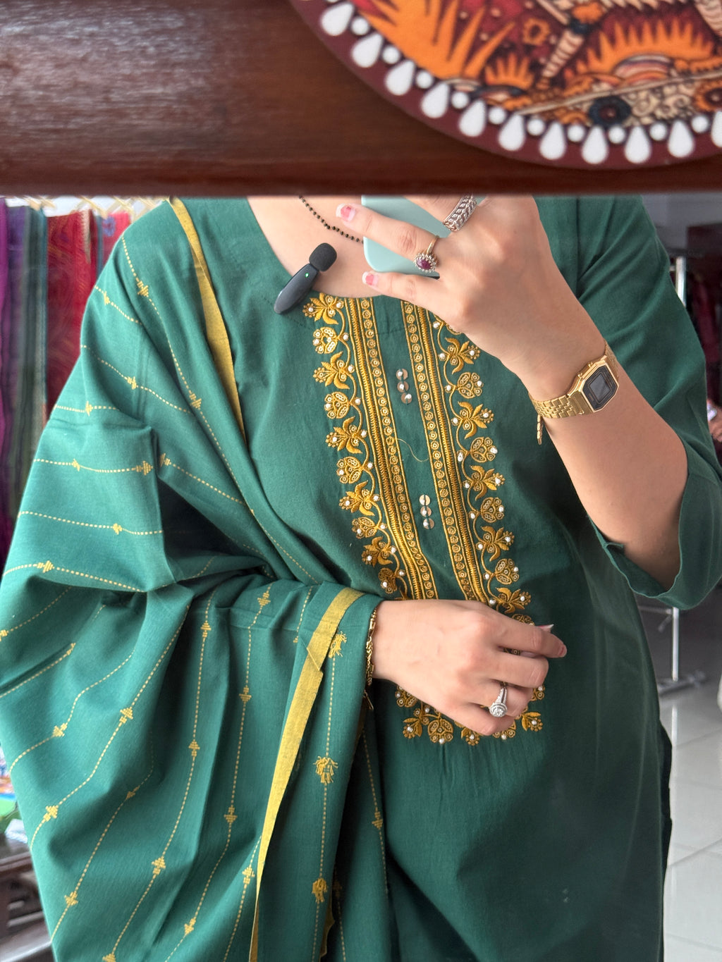 Green Teej Suit Set for Women | Embroidered Ethnic Suit with Dupatta