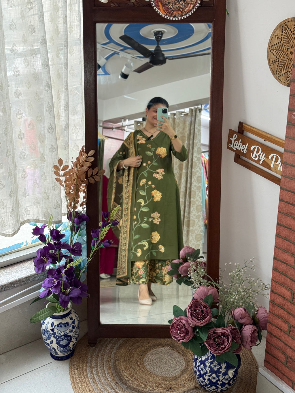 Green Floral Suit Set for Women | Printed Ethnic Suit with Dupatta