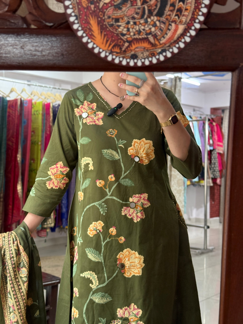 Green Floral Suit Set for Women | Printed Ethnic Suit with Dupatta
