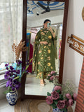 Green Floral Suit Set for Women | Printed Ethnic Suit with Dupatta
