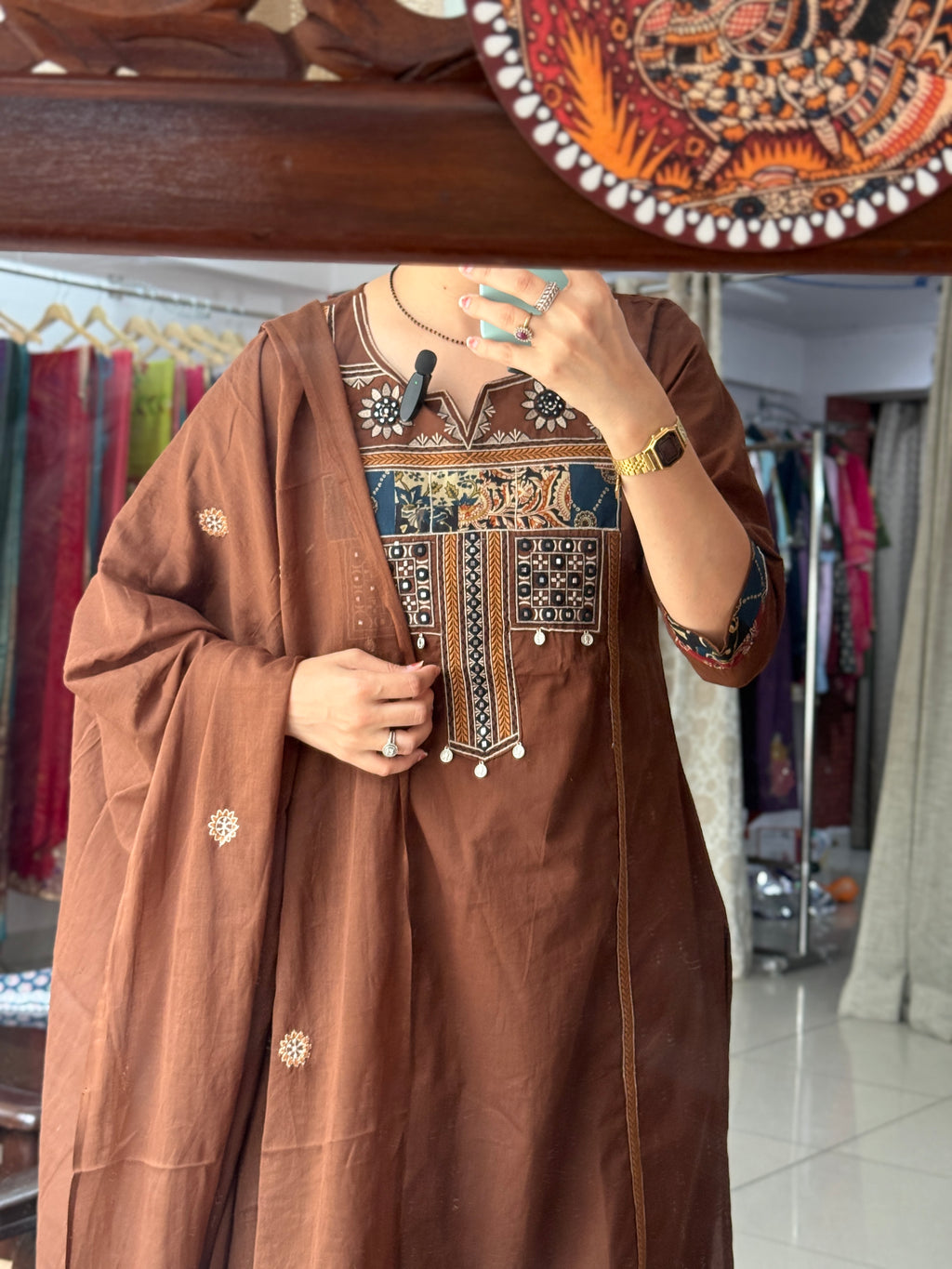 Brown Embroidered Suit Set for Women | Ethnic Suit with Dupatta