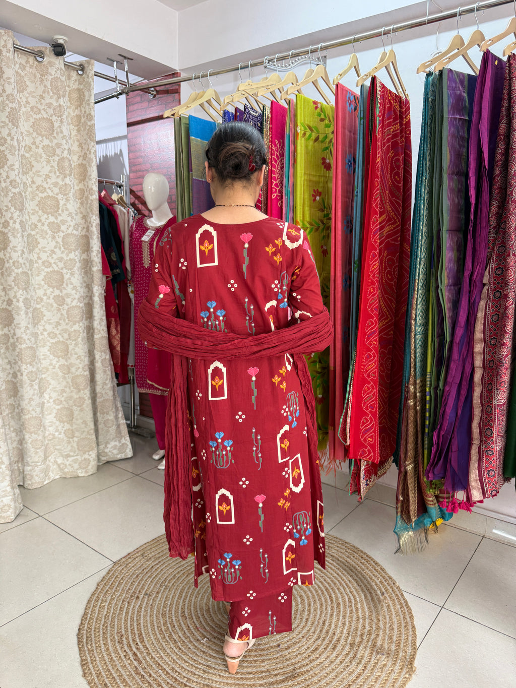 Red Printed Suit Set for Women | Ethnic Suit with Dupatta
