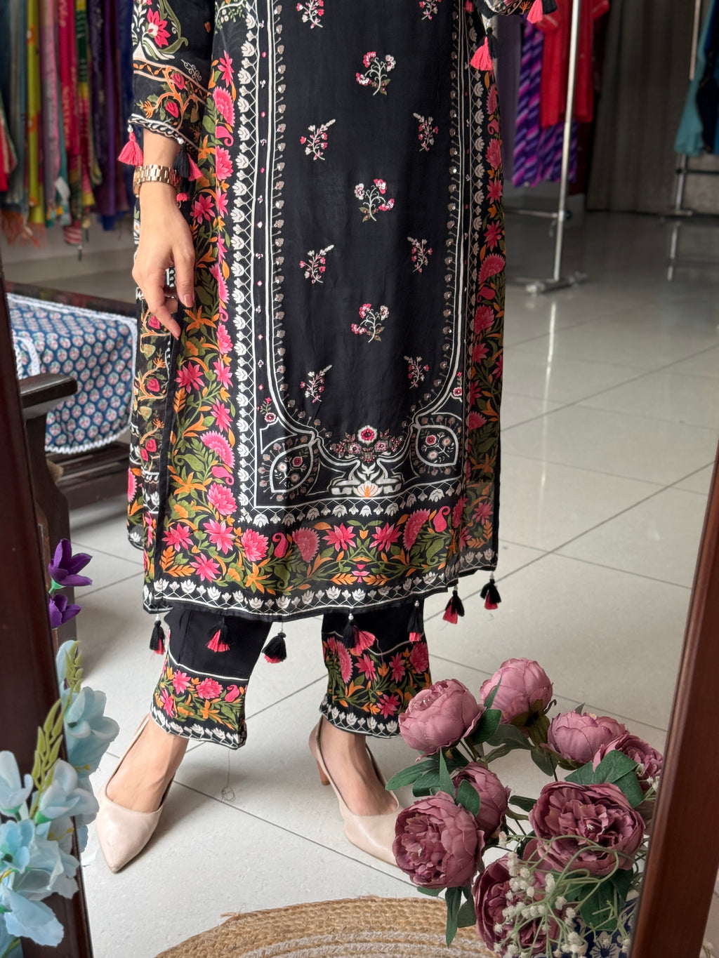 Black Hand Work Suit Set for Women | Embroidered Ethnic Suit with Dupatta