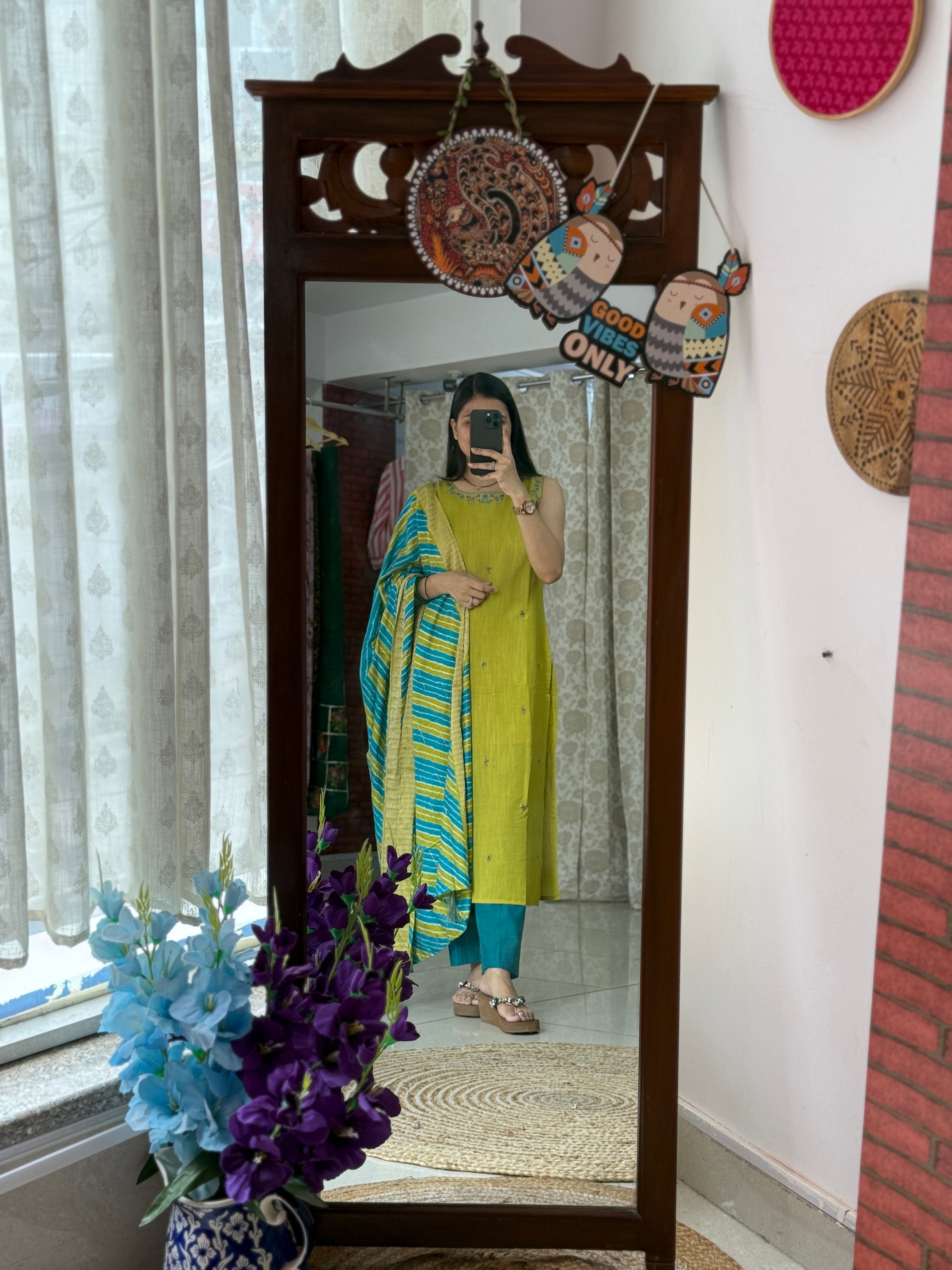 Mehndi Green Suit Set for Women | Embroidered Kurta Set with Dupatta